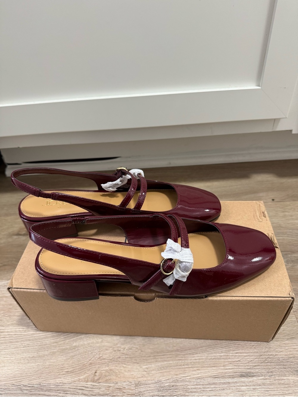 J. Crew Women’s Burgundy Patent Slingback Maryjane Flats New!